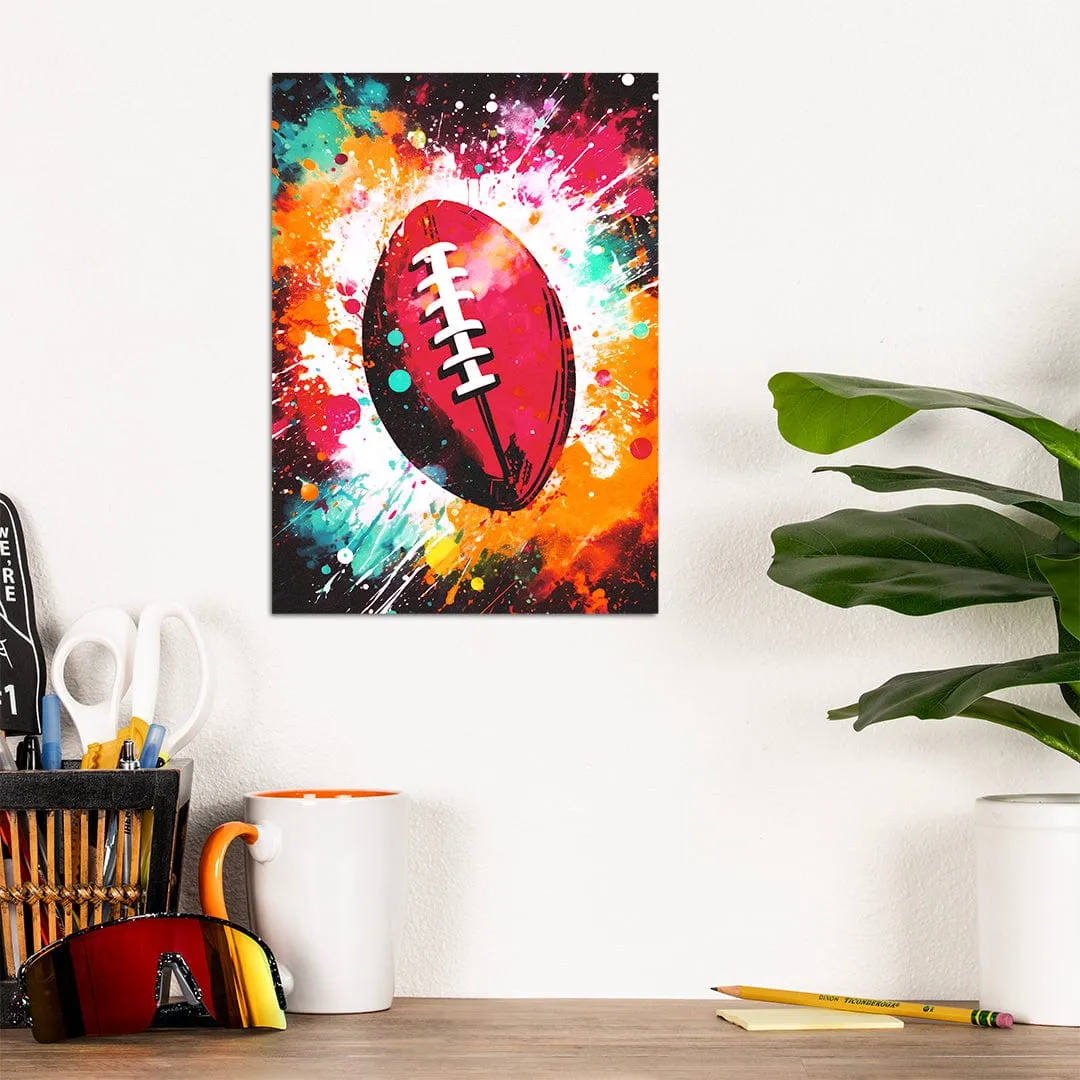 Explosion Red Football - Metal Wall Art