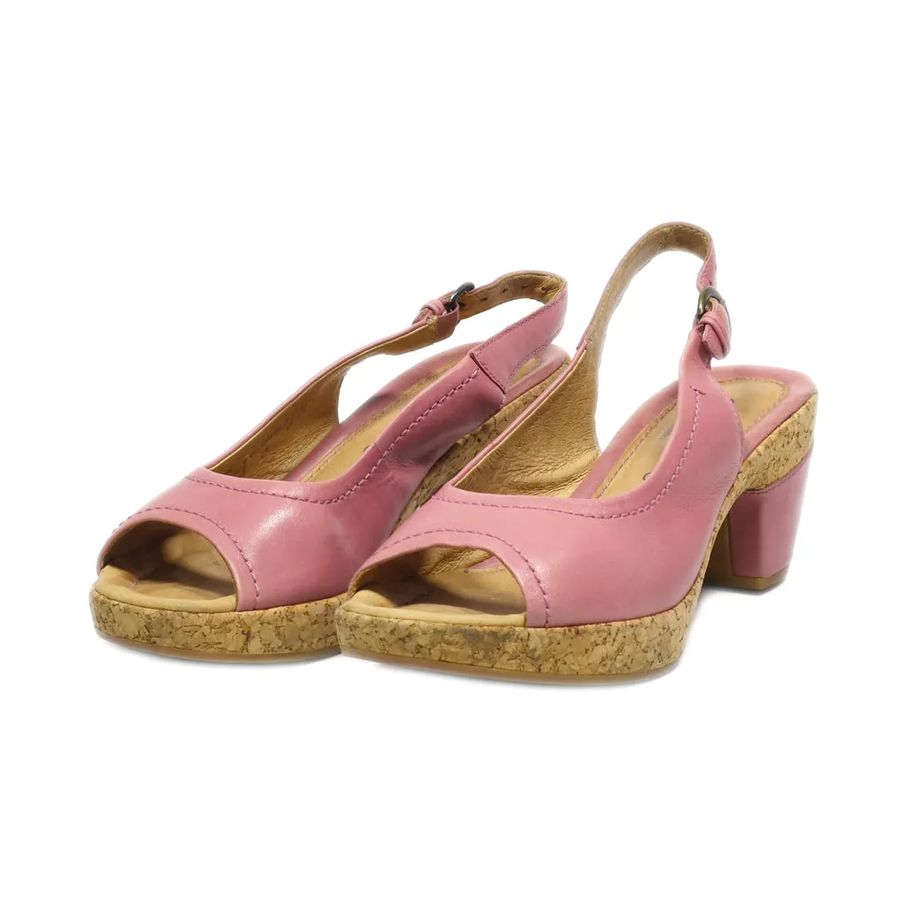 Gabor Mid-Heel Sandals Leather Pink Colour For Women