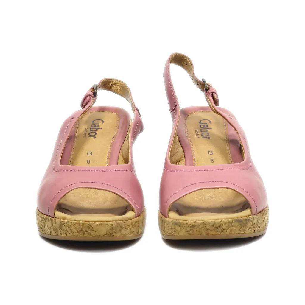 Gabor Mid-Heel Sandals Leather Pink Colour For Women