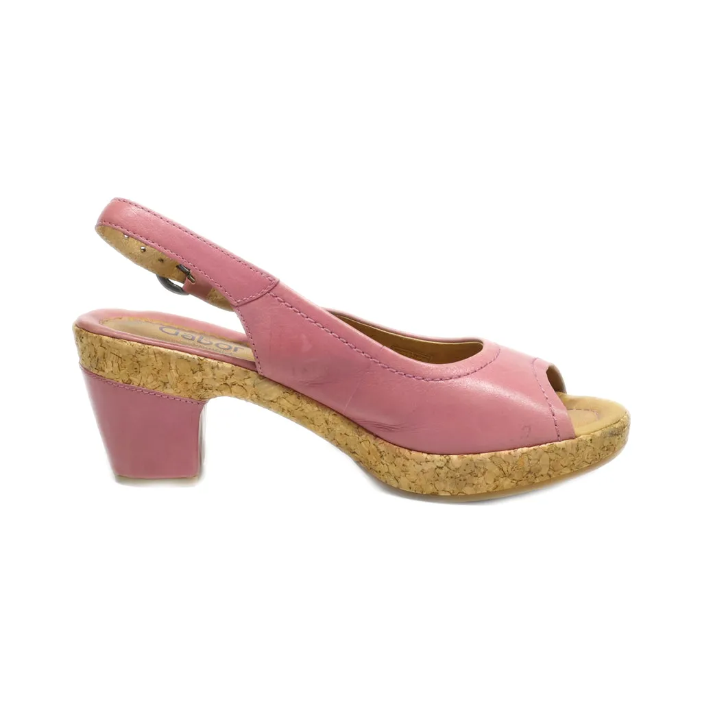 Gabor Mid-Heel Sandals Leather Pink Colour For Women