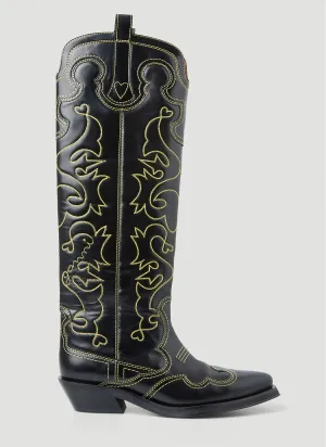 GANNI Embroidered Western Boots