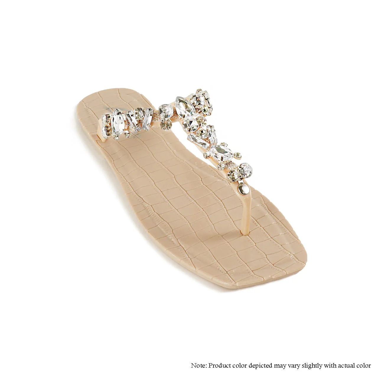 JELLI-98 REINSTONE CHAIN JELLY SLIDE SANDAL-NUDE