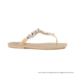 JELLI-98 REINSTONE CHAIN JELLY SLIDE SANDAL-NUDE