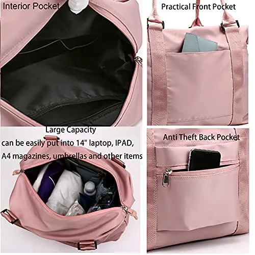 JSAHAH Bolsos de viaje para mujer Bolso de avión con funda para carrito Bolso de mano Rosa