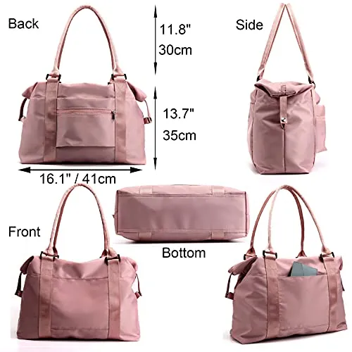 JSAHAH Bolsos de viaje para mujer Bolso de avión con funda para carrito Bolso de mano Rosa