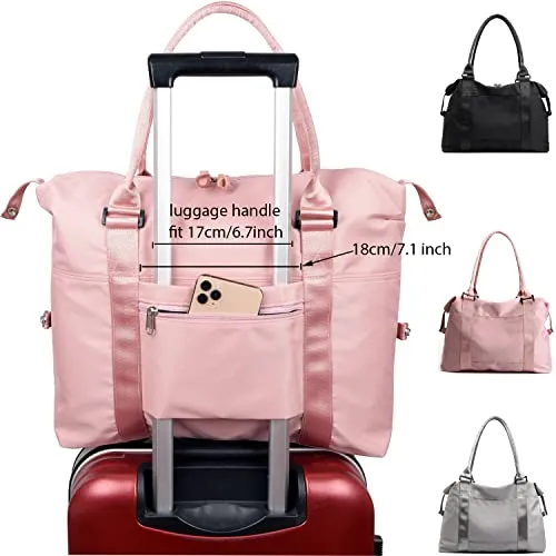 JSAHAH Bolsos de viaje para mujer Bolso de avión con funda para carrito Bolso de mano Rosa