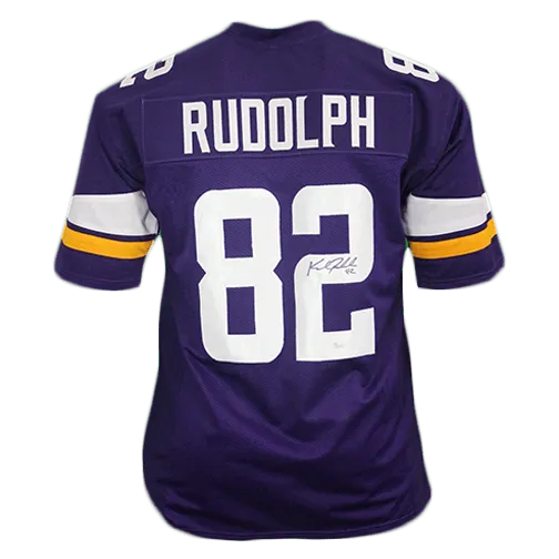 Kyle Rudolph Autographed Pro Style Football Jersey Purple (JSA)