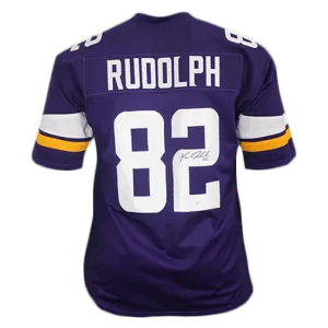 Kyle Rudolph Autographed Pro Style Football Jersey Purple (JSA)