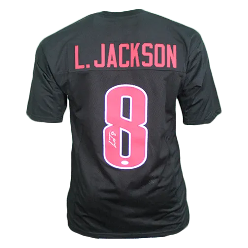 Lamar Jackson Autographed College Style Football Jersey Black (JSA)