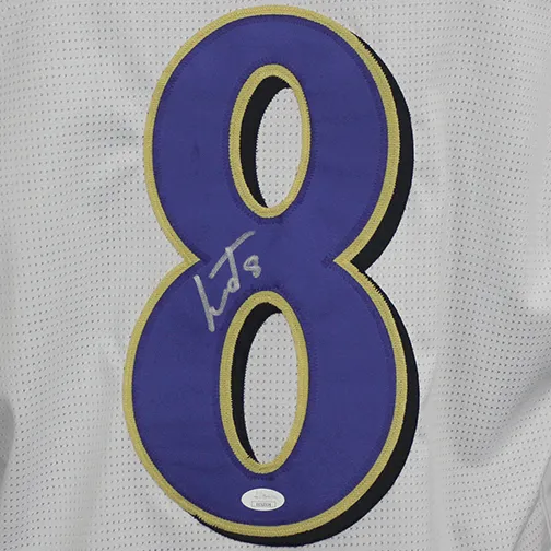Lamar Jackson Autographed Pro Style Football Jersey White (JSA)