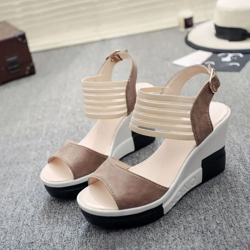 Luxury Wedge Fish Mouth Women High Heel Shoes