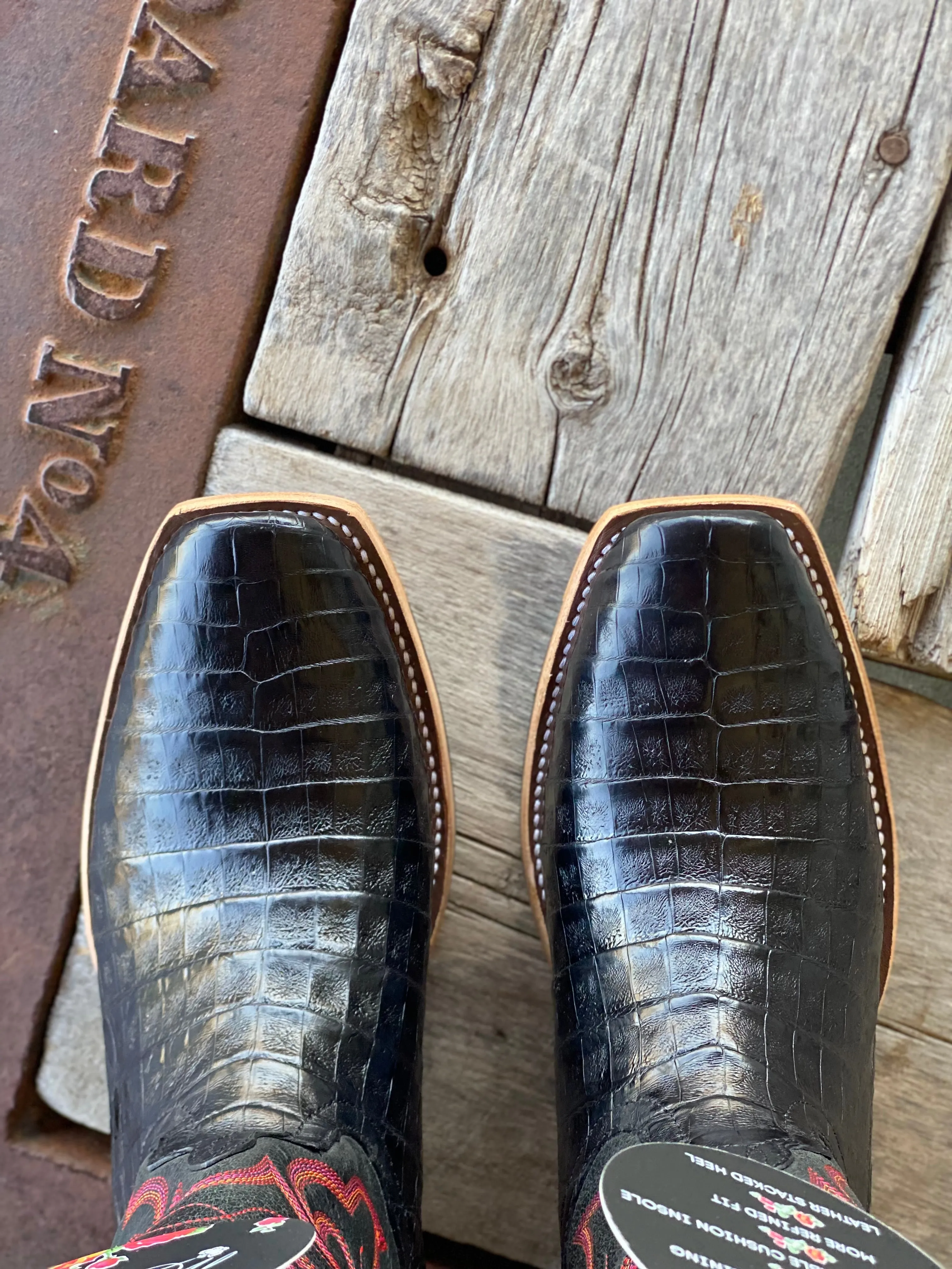 Macie Bean Top Hand |  Black Caiman Belly Ladies Boot TK toe