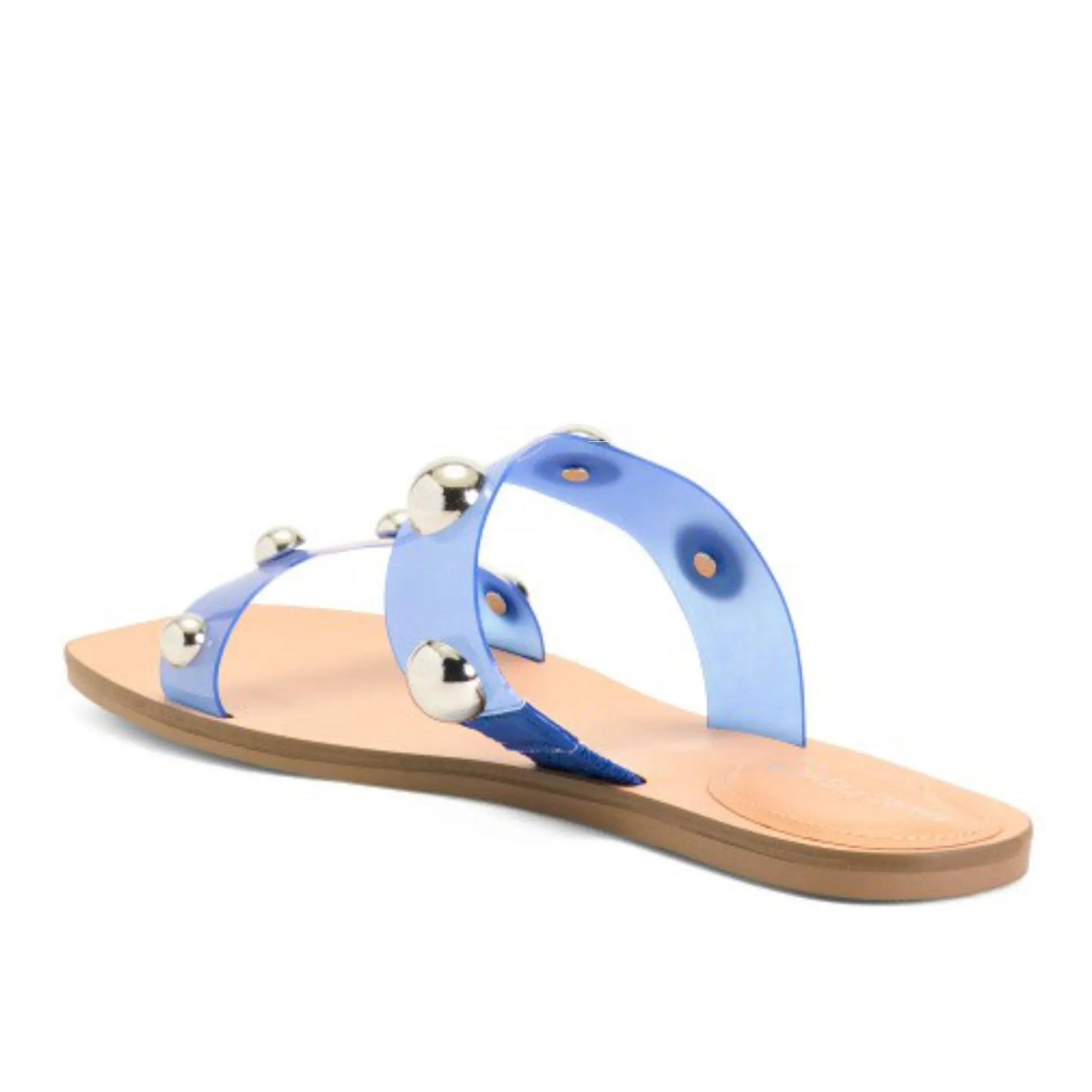 Marc Fisher Frosted Lucite Stud Embellished Slide-on Sandals