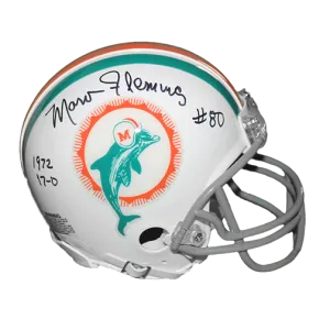 Marv Fleming Miami Dolphins Autographed Football Mini Helmet (JSA) Special 17 - 0 1972 Inscription