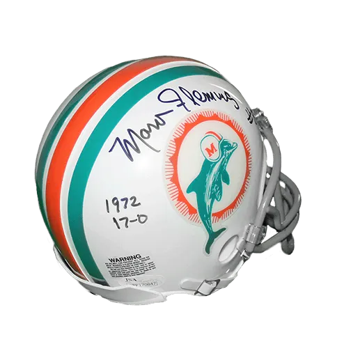 Marv Fleming Miami Dolphins Autographed Football Mini Helmet (JSA) Special 17 - 0 1972 Inscription