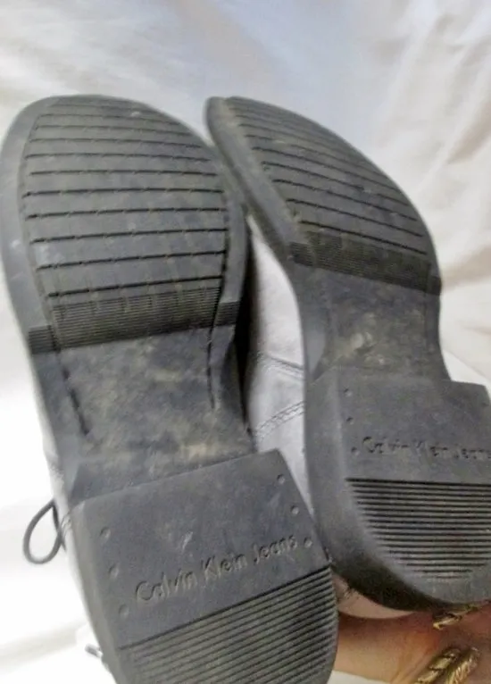 Mens CALVIN KLEIN JEANS HEWITT 2 Leather Chukka BOOTS Shoes GRAY 9.5 Combat