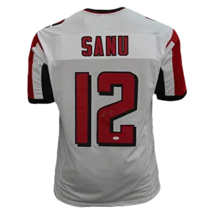 Mohamed Sanu Sr White Pro Style Autographed Football Jersey (JSA)