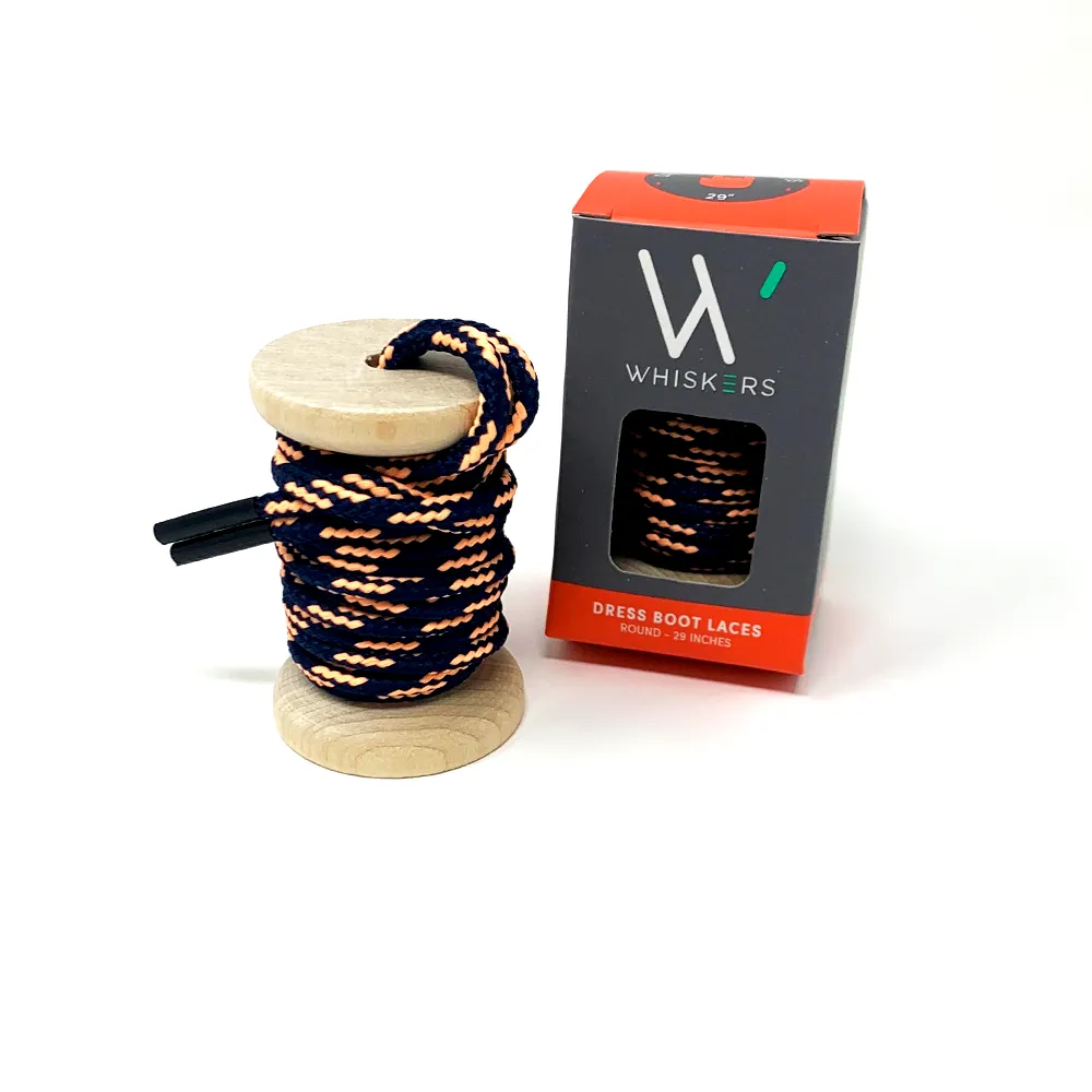 Navy & Peach Boot Laces