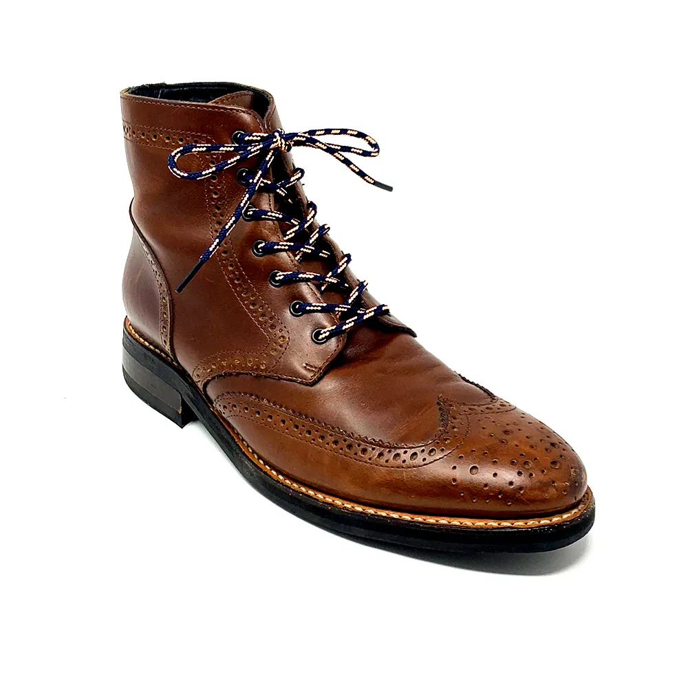 Navy & Peach Boot Laces