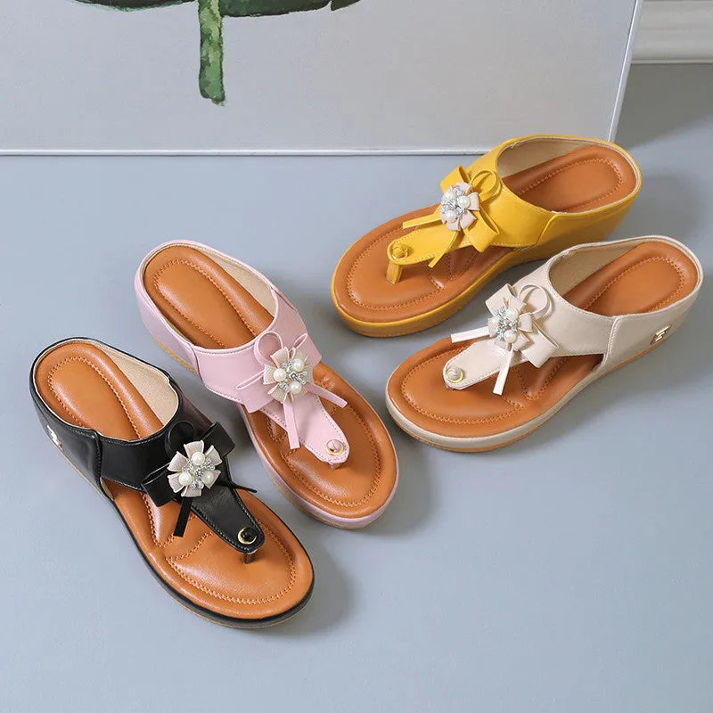 OCW Women Orthopedic Sandals Wedge Leisure Rhinestones Flip-flops