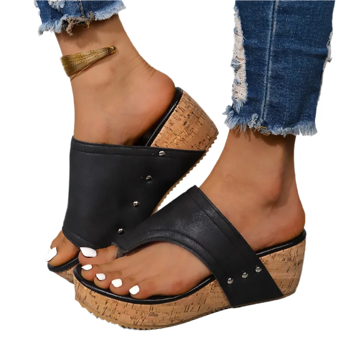 PU Leather Wedge Sandals