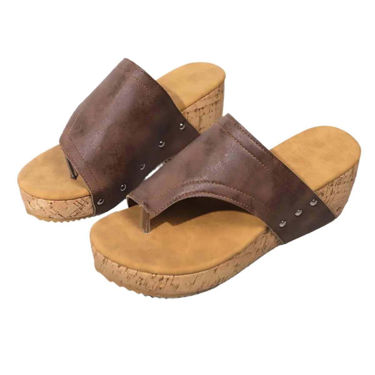 PU Leather Wedge Sandals