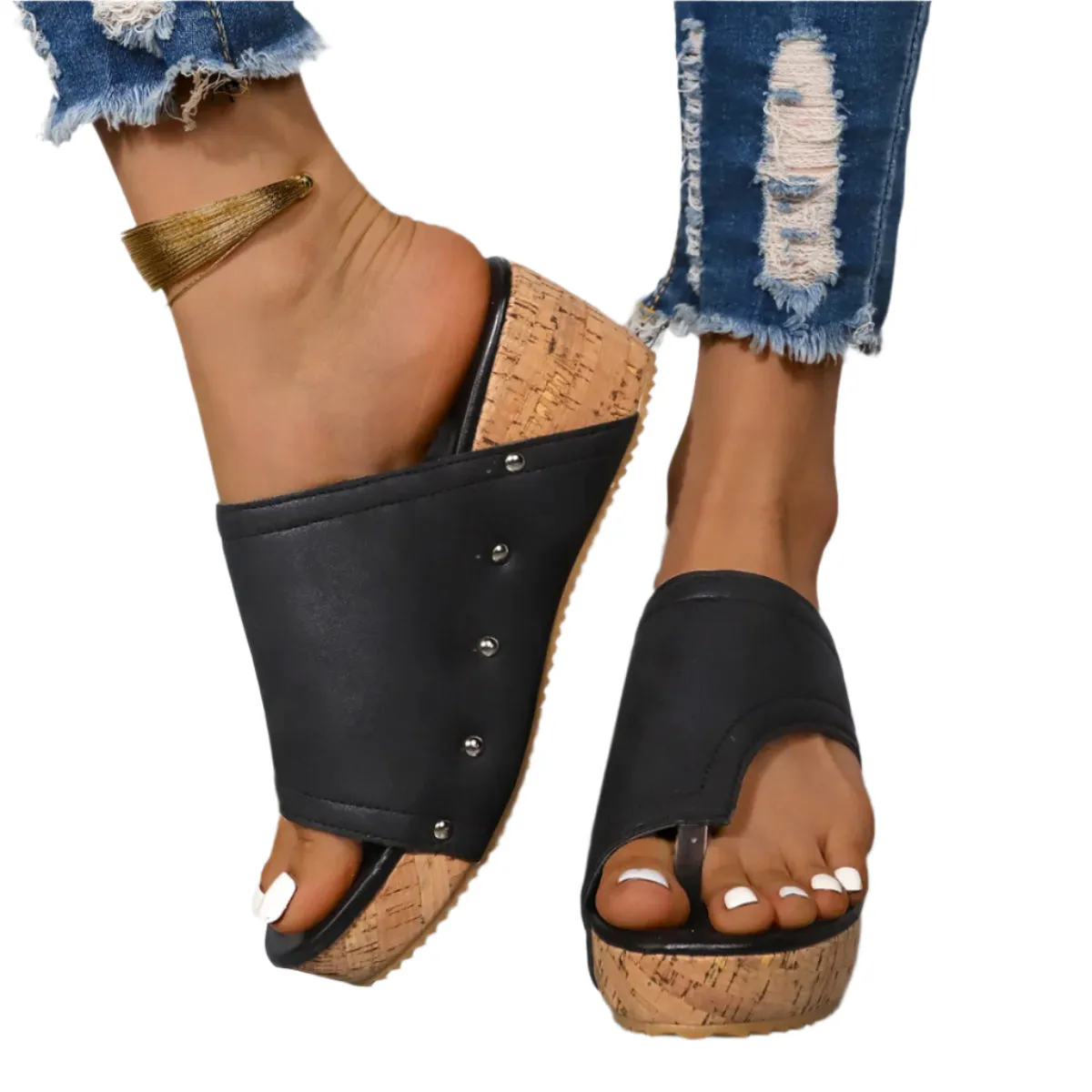 PU Leather Wedge Sandals