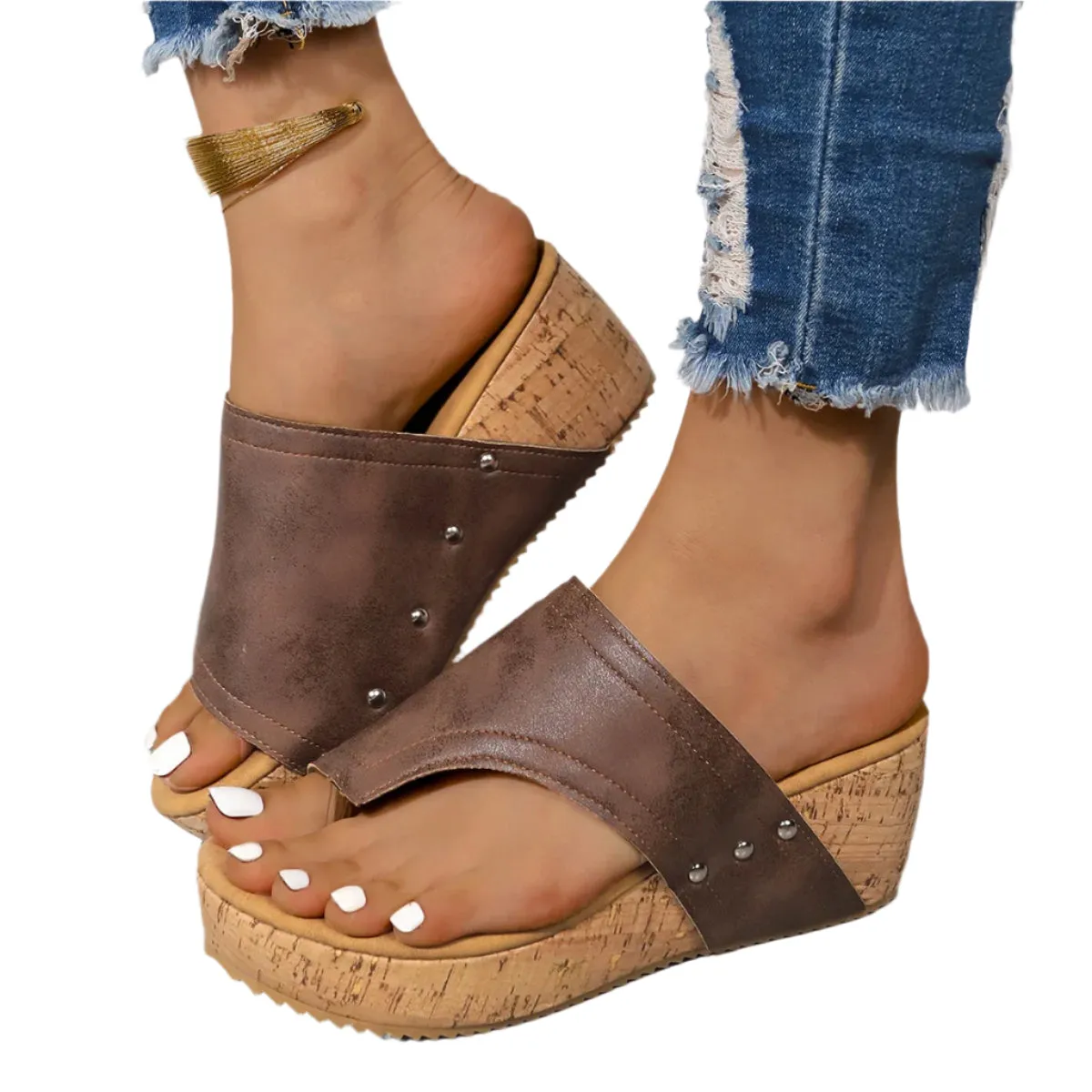 PU Leather Wedge Sandals