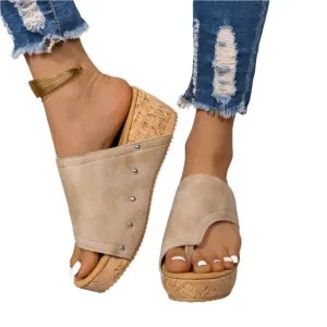PU Leather Wedge Sandals