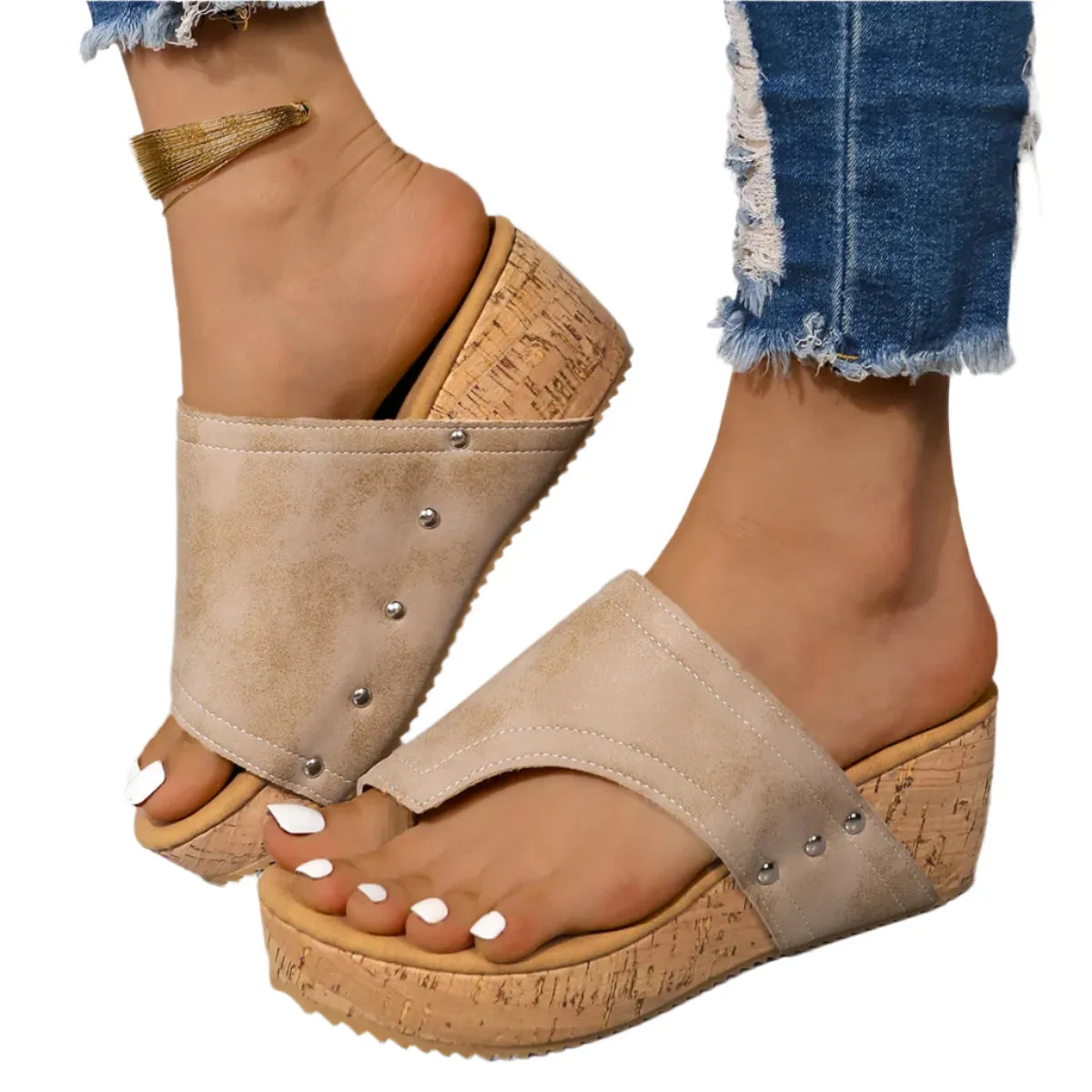 PU Leather Wedge Sandals