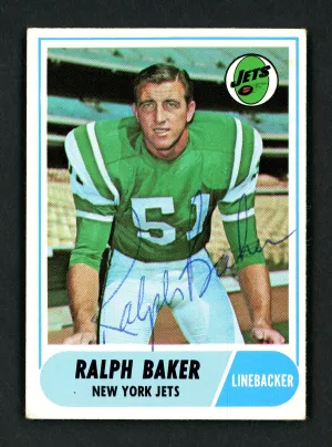 Ralph Baker Autographed 1968 Topps Card #38 New York Jets SKU #156978