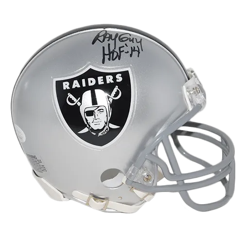 Ray Guy Autographed Oakland Raiders Mini Football Helmet HOF 14 Inscription (JSA)