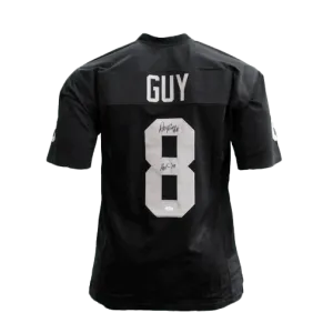 Ray Guy Pro Style Autographed Football Jersey Black (JSA) HOF Inscription Included