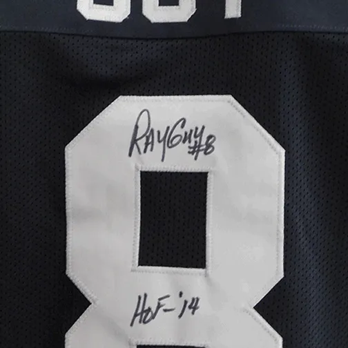 Ray Guy Pro Style Autographed Football Jersey Black (JSA) HOF Inscription Included
