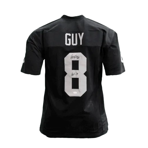 Ray Guy Pro Style Autographed Football Jersey Black (JSA) HOF Inscription Included