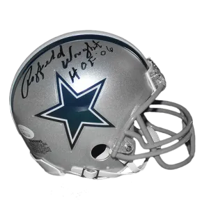 Rayfield Wright Autographed Dallas Cowboys Mini Football Helmet (JSA) HOF Inscription Included