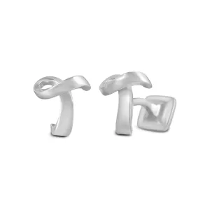 Signature Sterling Silver Cuff Link in Mist Finish (Letter T)