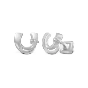Signature Sterling Silver Cuff Link in Mist Finish (Letter U)