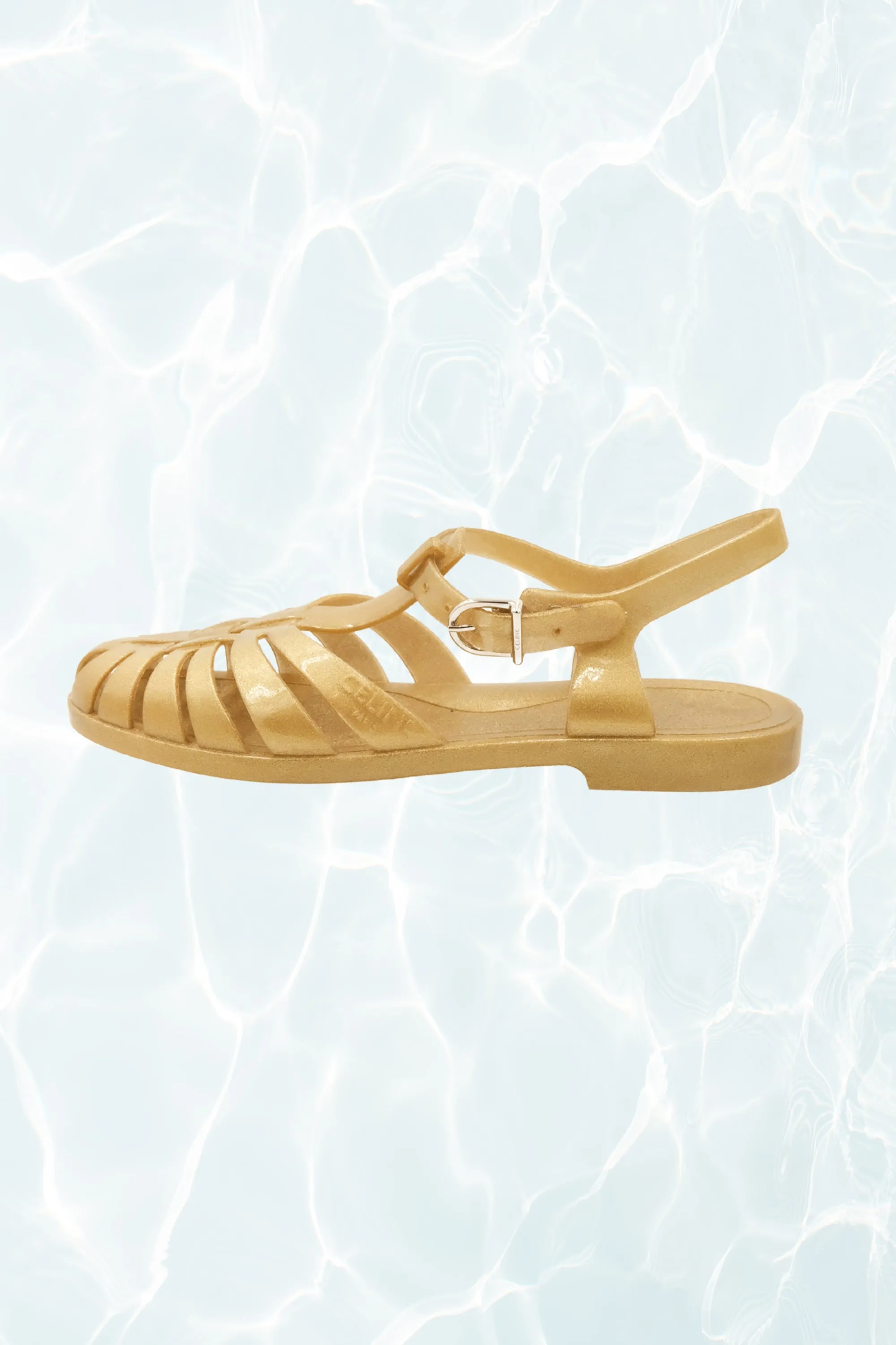 SS 2020 Gold Glitter PVC Jelly Fisherman Sandals