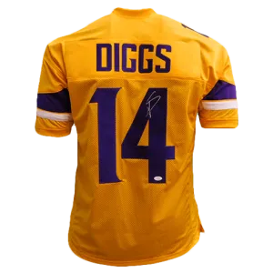 Stefon Diggs Autographed Pro Style Football Jersey Gold (JSA)