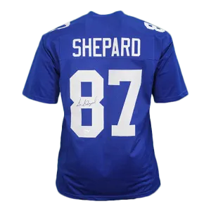Sterling Shepard Autographed Pro Style Football Jersey Blue (JSA)