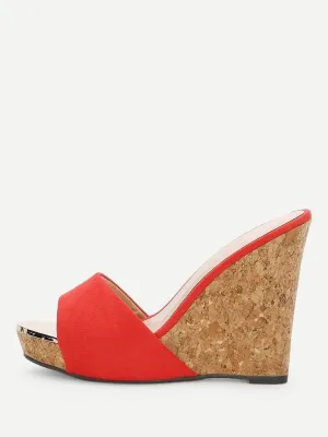 Suede Platform Wedge Mules