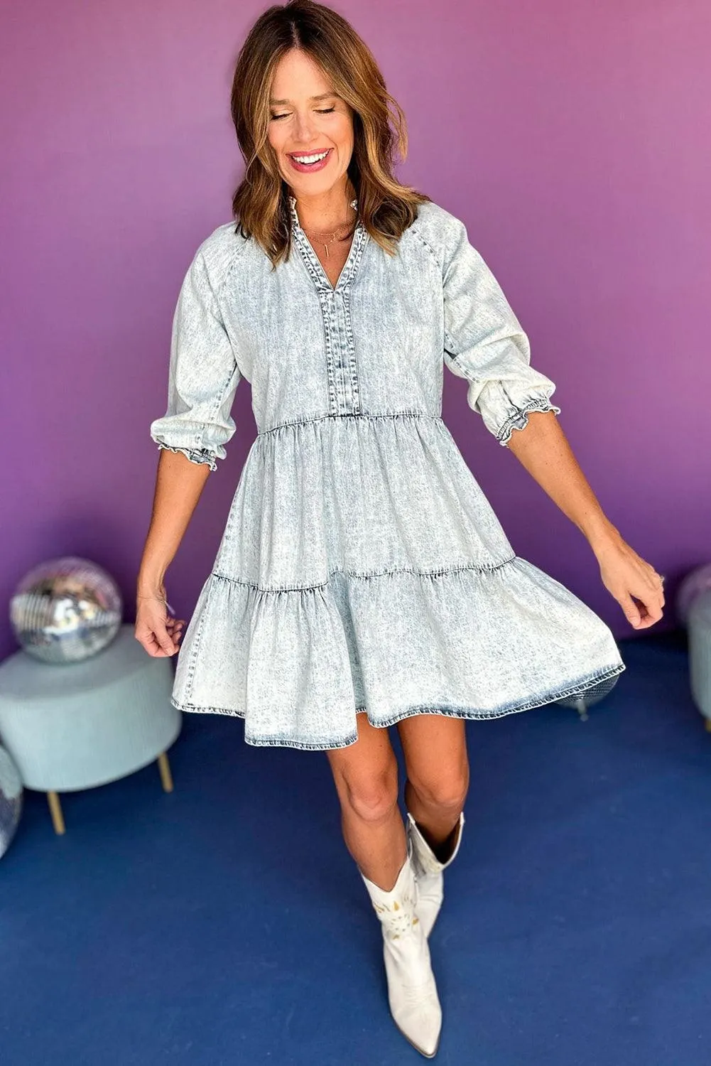 Sydney Retro Flared Denim Dress