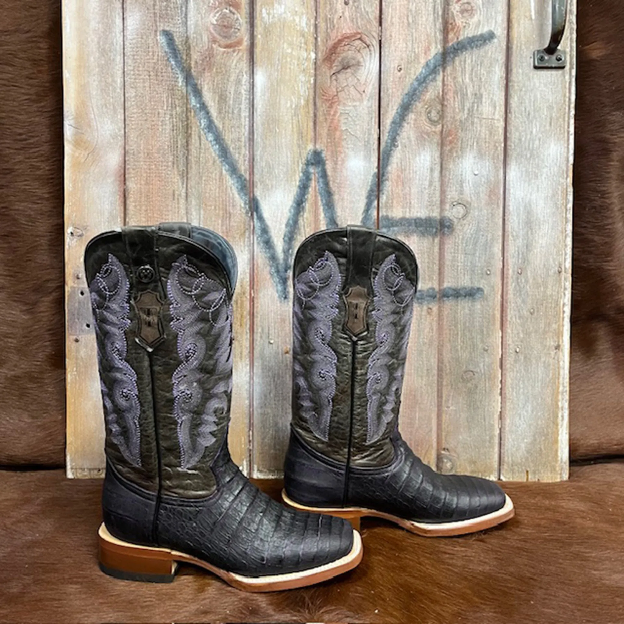 Tanner Mark Women's Caiman Purple & Black Boots