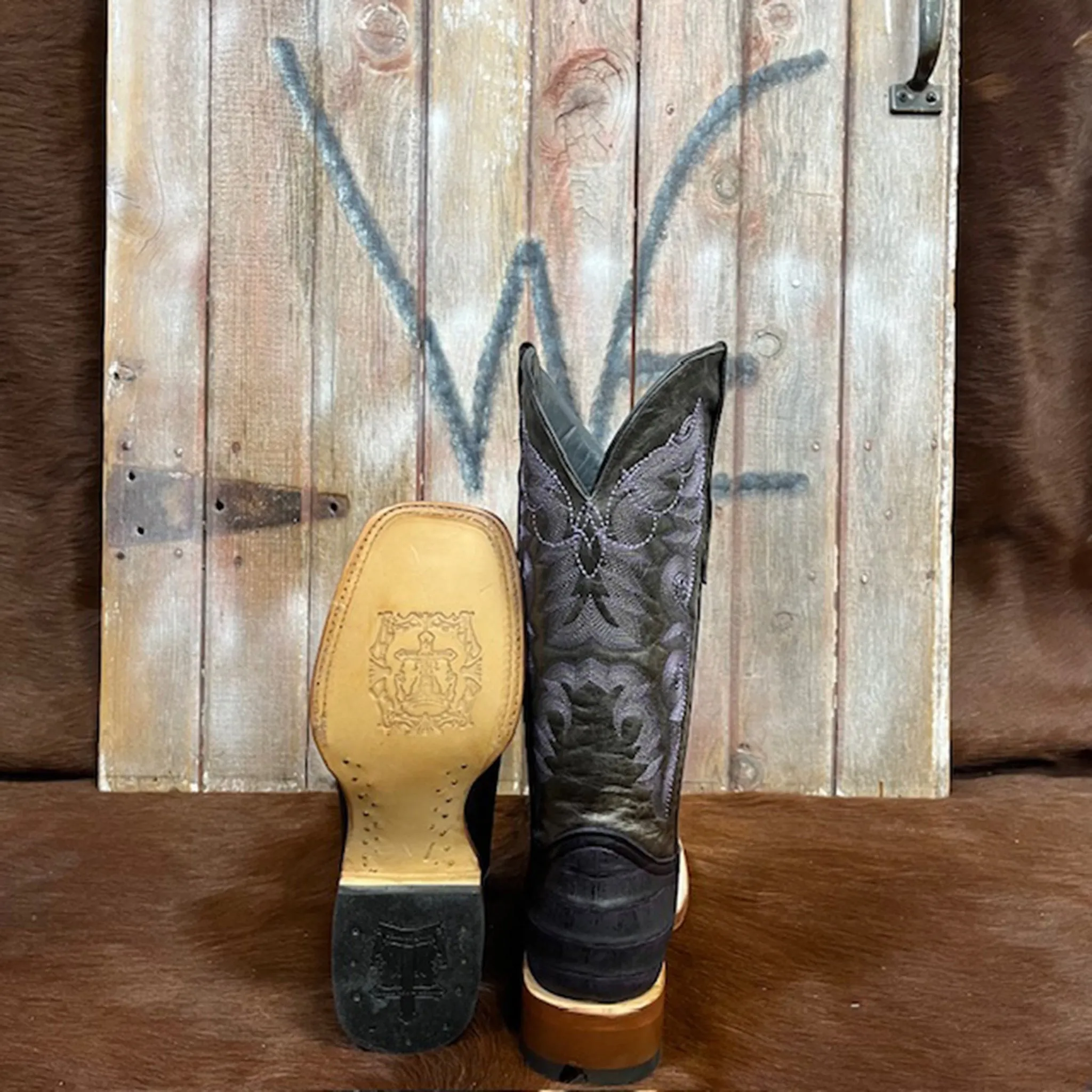 Tanner Mark Women's Caiman Purple & Black Boots