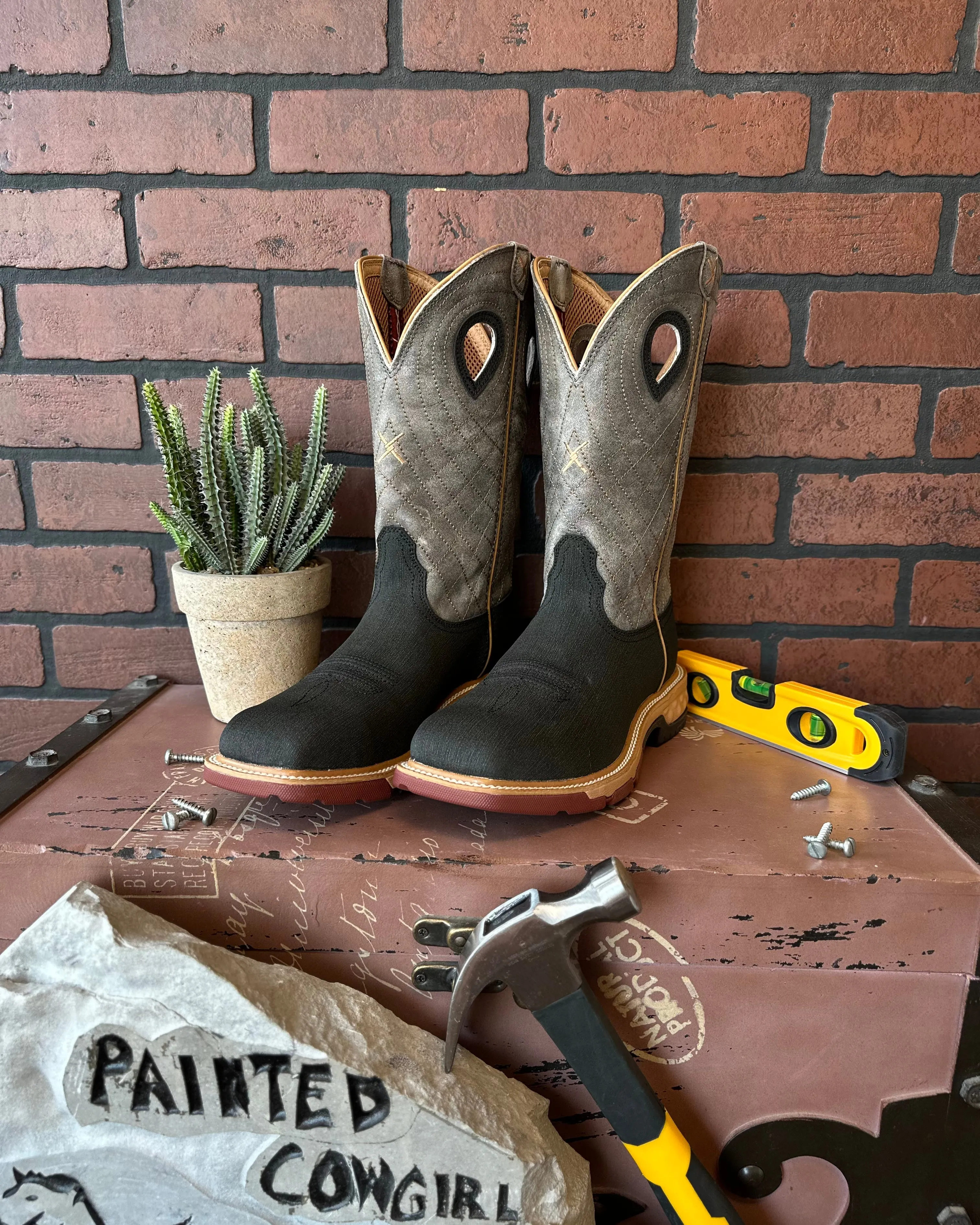 Twisted X 12" Men's Black and Grey Western Alloy Toe Work Boot MXBA002