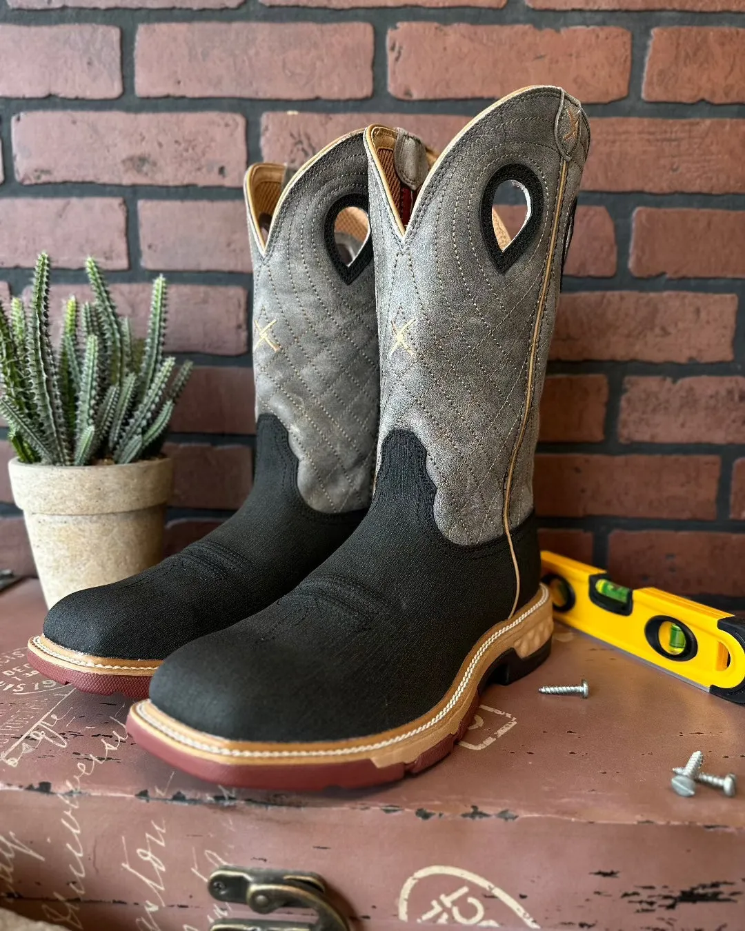 Twisted X 12" Men's Black and Grey Western Alloy Toe Work Boot MXBA002