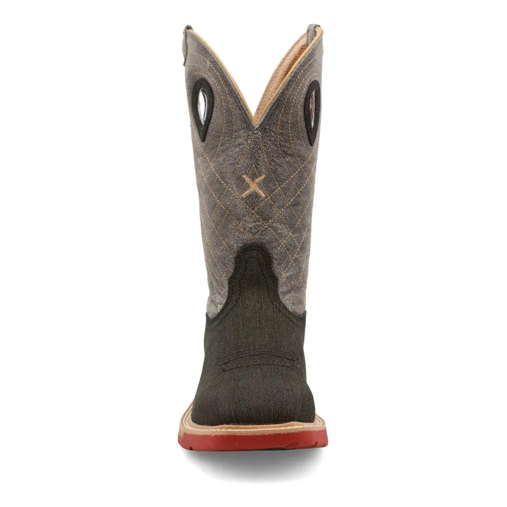 Twisted X 12" Men's Black and Grey Western Alloy Toe Work Boot MXBA002