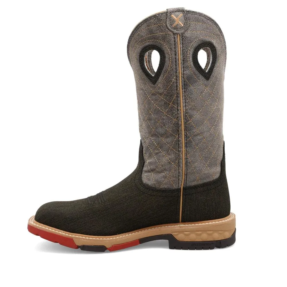 Twisted X 12" Men's Black and Grey Western Alloy Toe Work Boot MXBA002