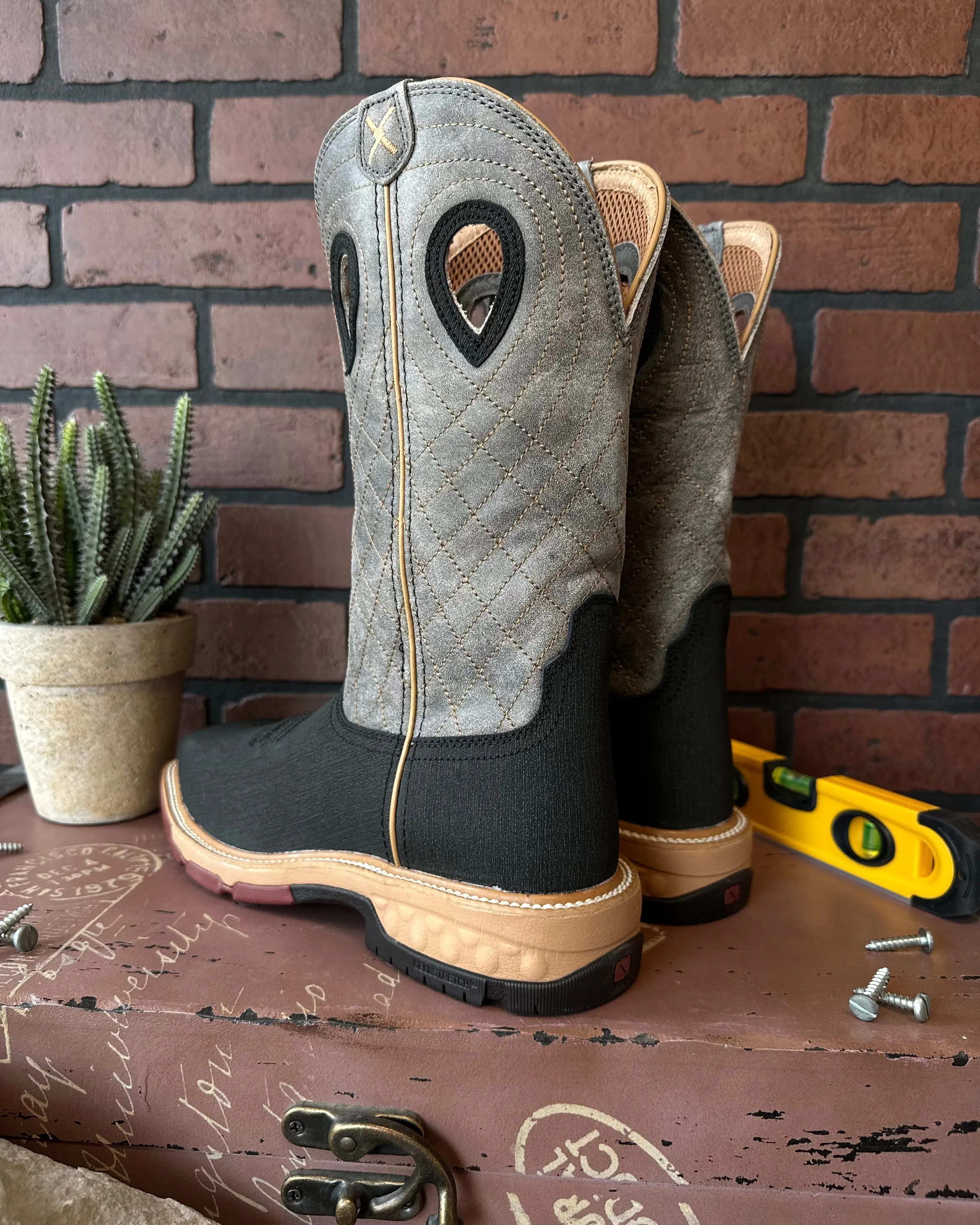 Twisted X 12" Men's Black and Grey Western Alloy Toe Work Boot MXBA002